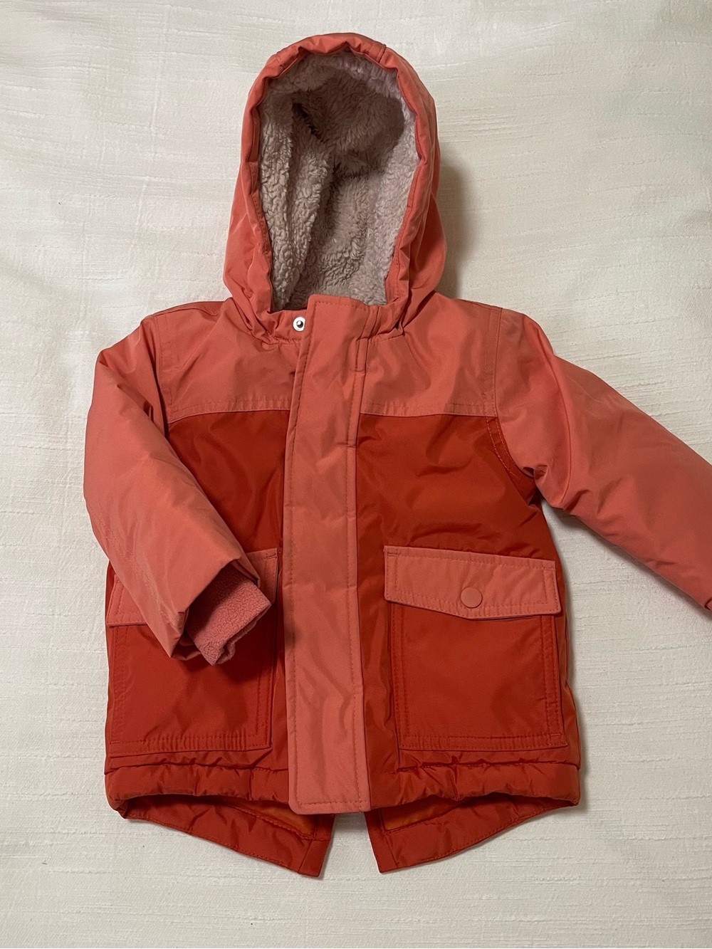 Cat & Jack Two-Tone Coral Hooded Puffer Jacket